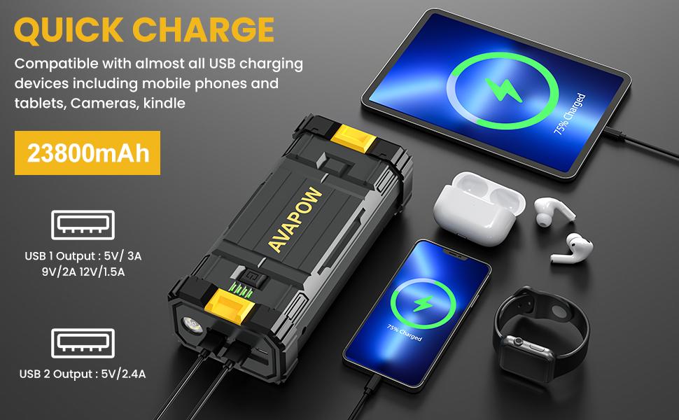 AVAPOW Car Jump Starter,4000A Peak 27800mAh Battery Jump Starter,Portable Battery Booster,12V Jump Box with LED Light,USB QC 3.0