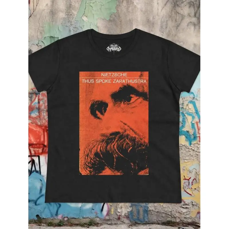 Men's 100% Cotton Casual Fit Short-Sleeve Graphic T Shirts, Nietzsche Portrait Print Vintage Philosophy Style Streetwear Sports Top