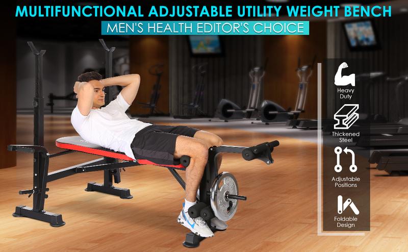 【TikTokShopBlackFriday】OPPSDECOR 6-in-1-660lbs Adjustable Weight Bench Set with Barbell Rack, Incline Bench Press, Leg Developer & Preacher Curl Capacity for Home Gym(bar and weight are not included)
