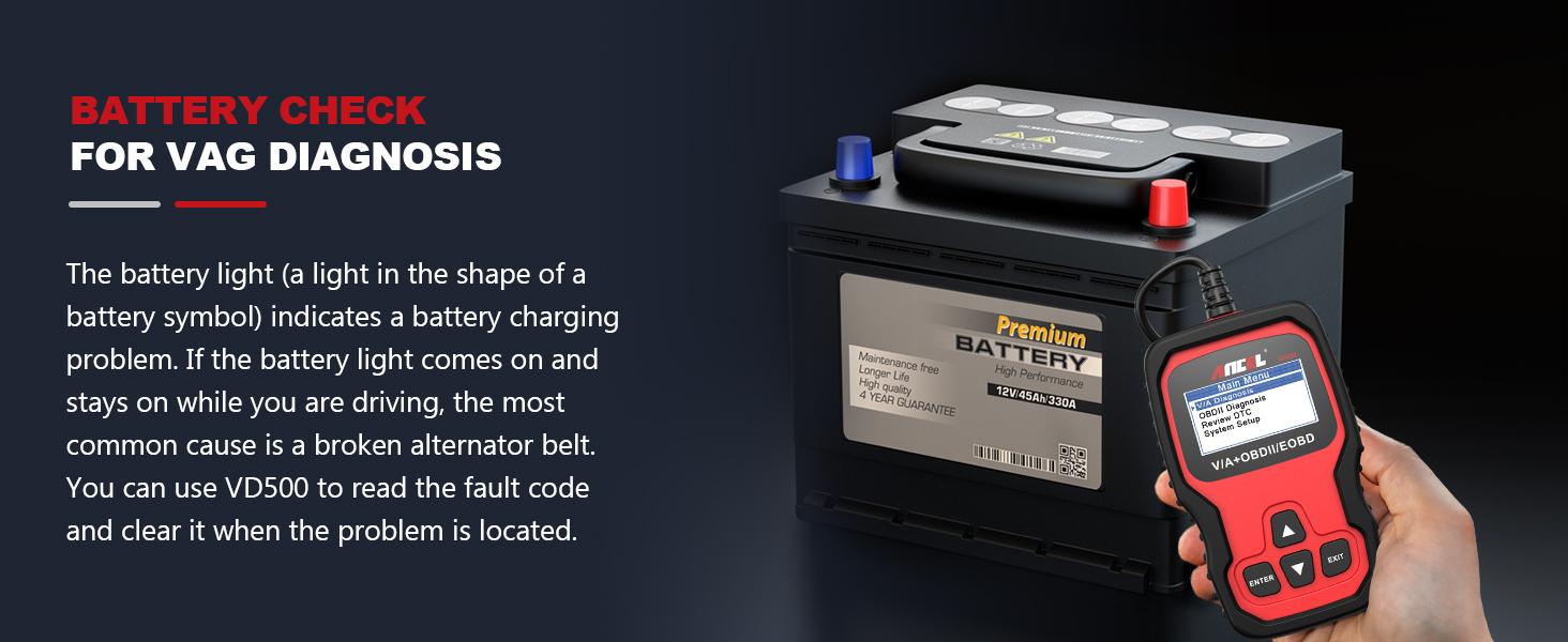ANCEL VD500 OBD II DiagnosticScanner for Volkswagen VW AudiSkoda Seat Diagnosis Check EngineLight EPB ABS SRS Code Reader OilThrottle Position Adaption Brake PadReset Tool