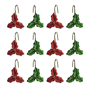 Home Fashion Xmas Decorative Poinsettia Flower Shower Rins Set of 12 Rust Vintage Flower and Leaf Shower Pack of 12