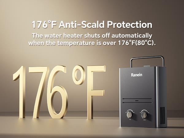 Ranein Tankless Water Heater Outdoor, 1.58 GPM Portable Propane Camping Water Heater, 6L, RO4KY, Grey