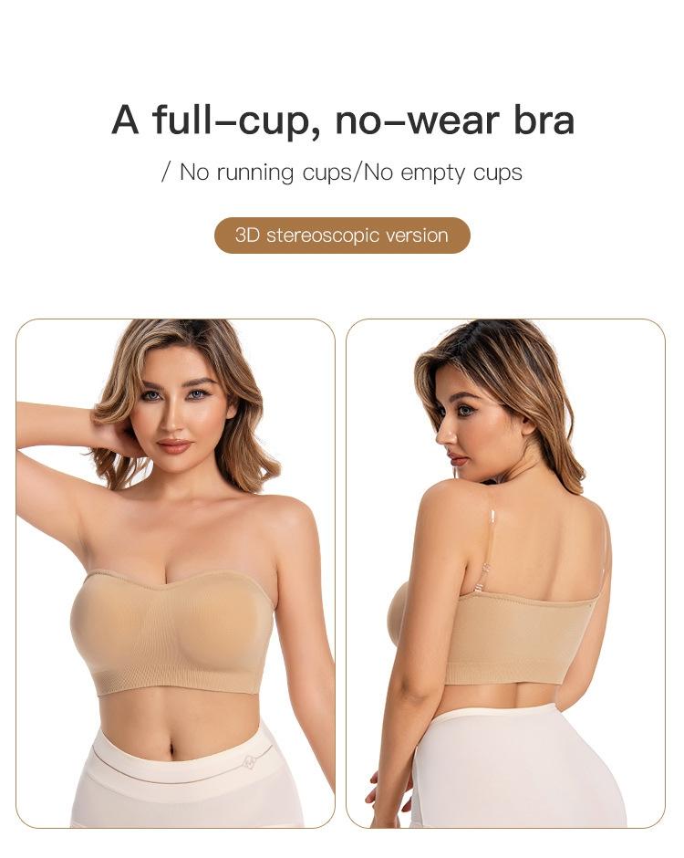 Push Up Strapless Bras for Women Supportive Bandeau Bra Non Slip Wireless No Underwire Padded Tube Bra