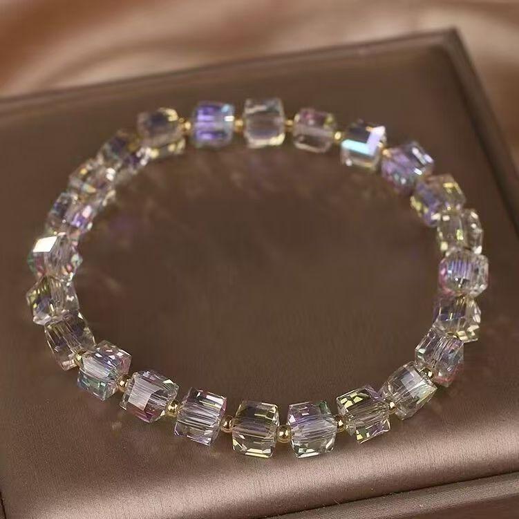 20pcs Cube Beads, Square Glass Beads, DIY Bracelet Necklace Earring Accessories, Perfect Gift, Party Decorative Beads