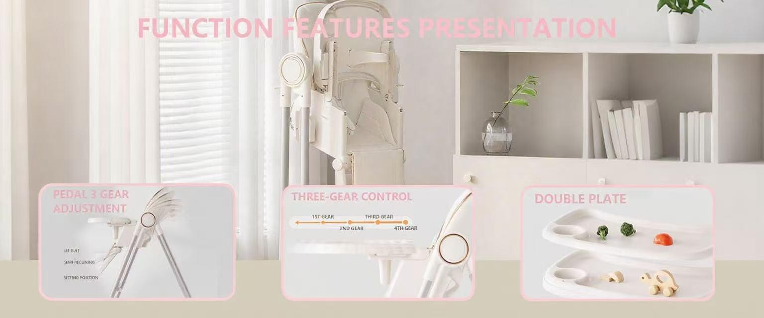 3-in-1 Baby High Chair & Swing, Foldable with Adjustable Tray, 4 Locking Wheels, Safe & Comfortable Baby Chair for Feeding, Play, and Rest