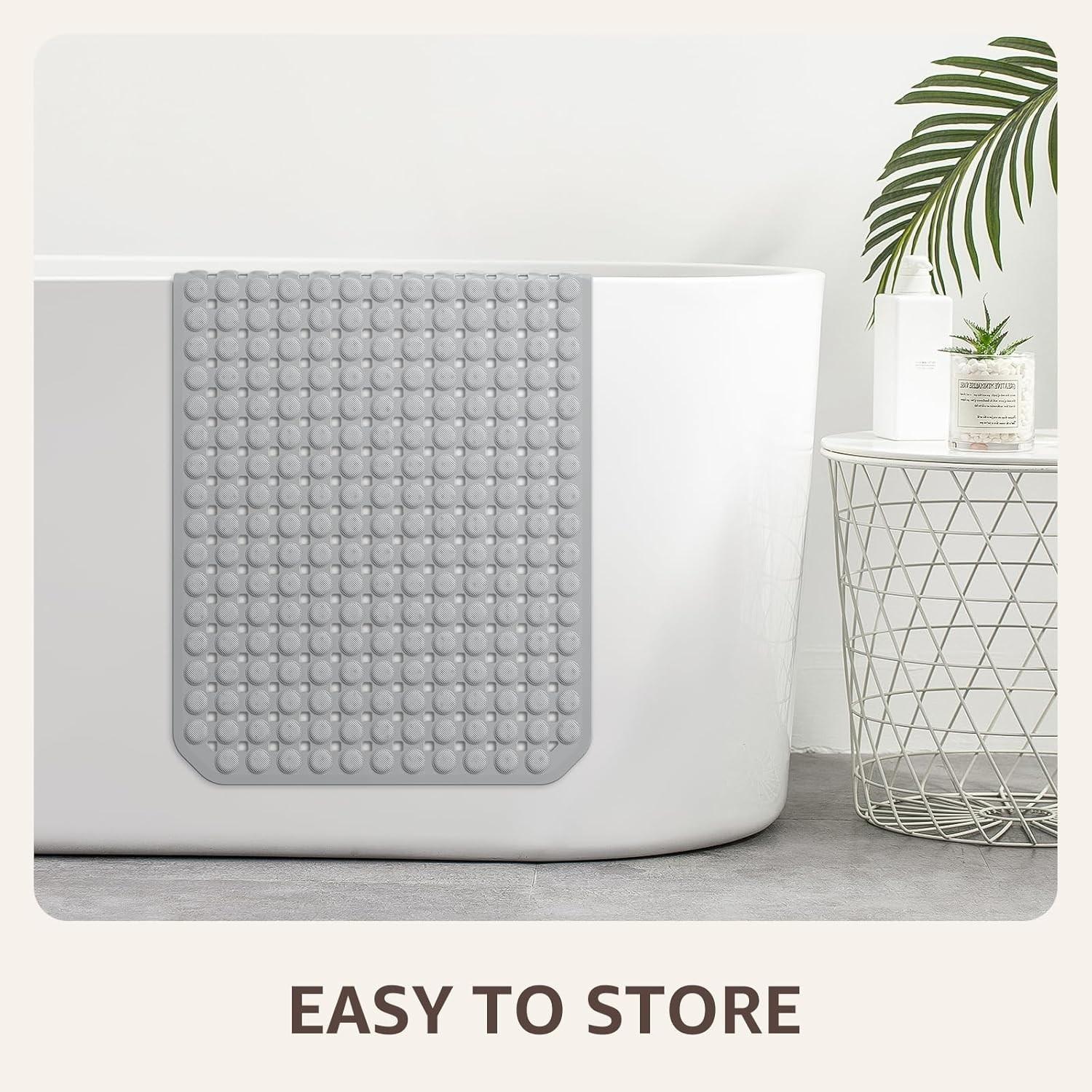 PVC Magnetic Bath Mat 37x68cm, Durable Non-Slip, Square Drain Holes, Ideal for Shower, Bathroom, Bathtub, Hotel, Home Decor