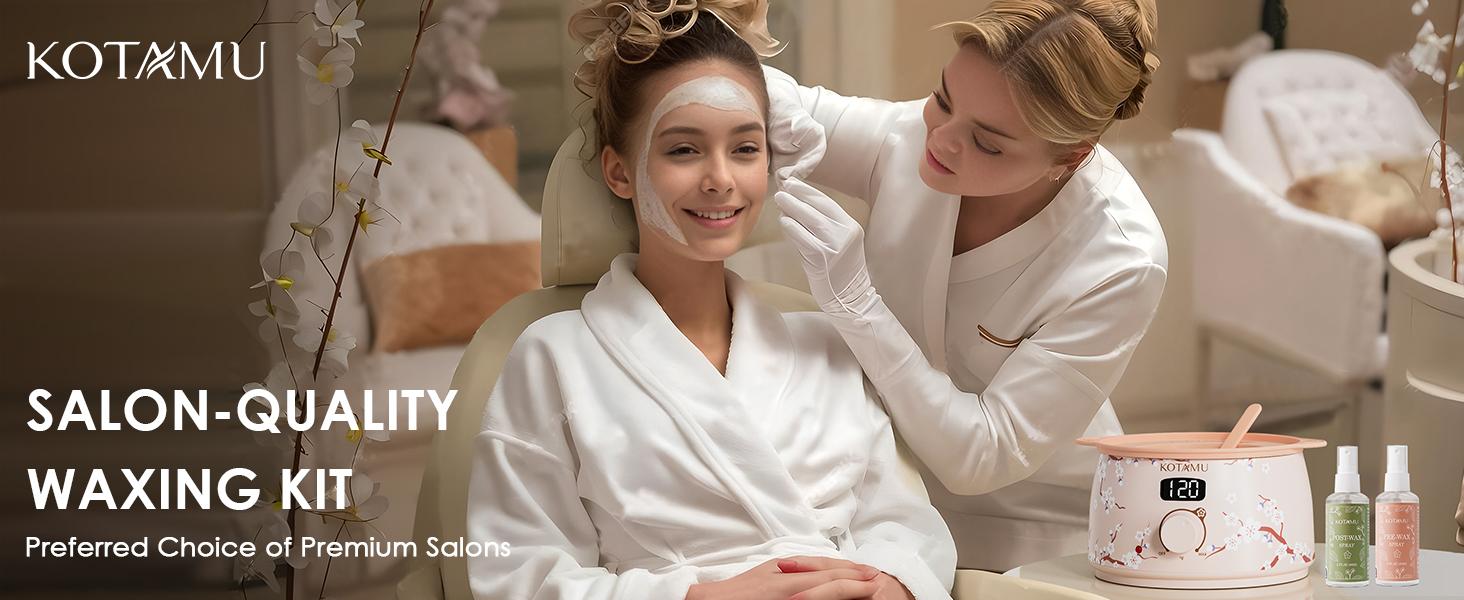 KOTAMU Waxing Kit for Women & Men, Wax Warmer for Hair Removal, Digital Wax Kit with Silicone Waxing Pot，Ideal for Face Eyebrow Arm Legs Armpit &Sensitive Skin, Purple Wax Machine With 44 Accessories