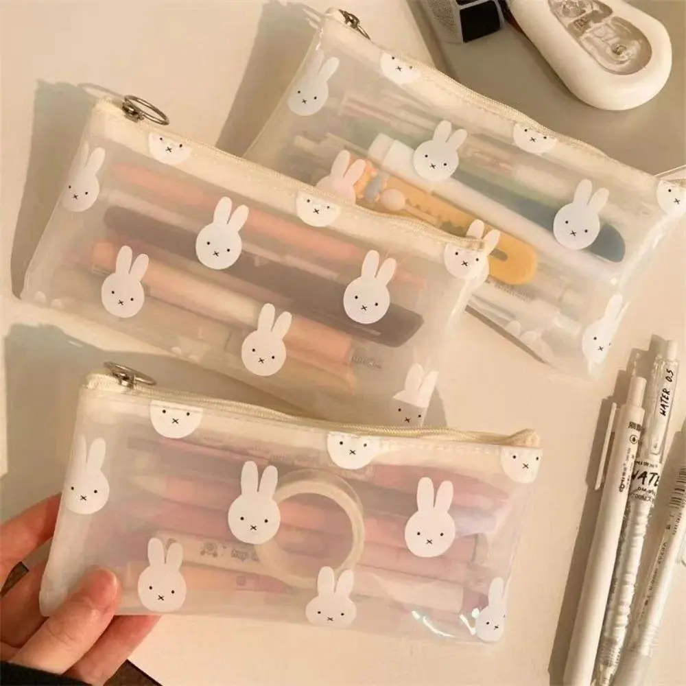 Miffy Stationery Bag Transparent Waterproof PVC Cosmetic Microobject Storage Bag Lightweight and Portable Must-Have for Students