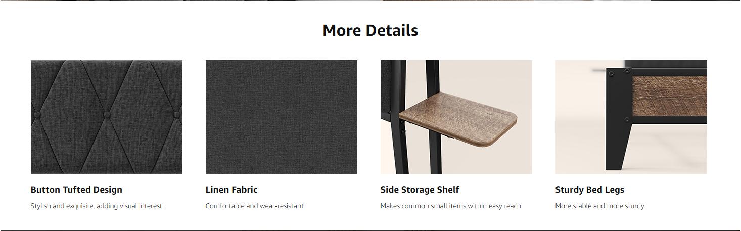 【SPOTLIGHT DAY】ONBRILL Queen Bed Frame with Side Storage Shelves, Comfy Storage Headboard with Charging Station, Platform Bed Frame, Metal Heavy Duty, No Box Spring Needed, Easy Assembly, Bedroom Furniture 【SPOTLIGHT DAY】ONBRILL Queen Bed Frame with Side Storage Shelves, Comfy Storage Headboard with Charging Station, Platform Bed Frame, Metal Heavy Duty, No Box Spring Needed, Easy Assembly, Bedroom Furniture