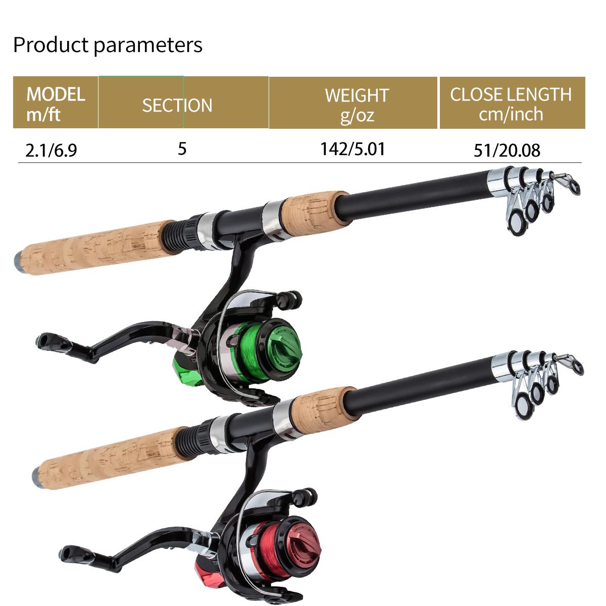 Telescopic Fishing Rod Set, 1 Set Portable Fishing Rod & High Speed Reel & Soft Lure & Hook & Accessories, Outdoor Fishing Accessories, Fishing Gear Set