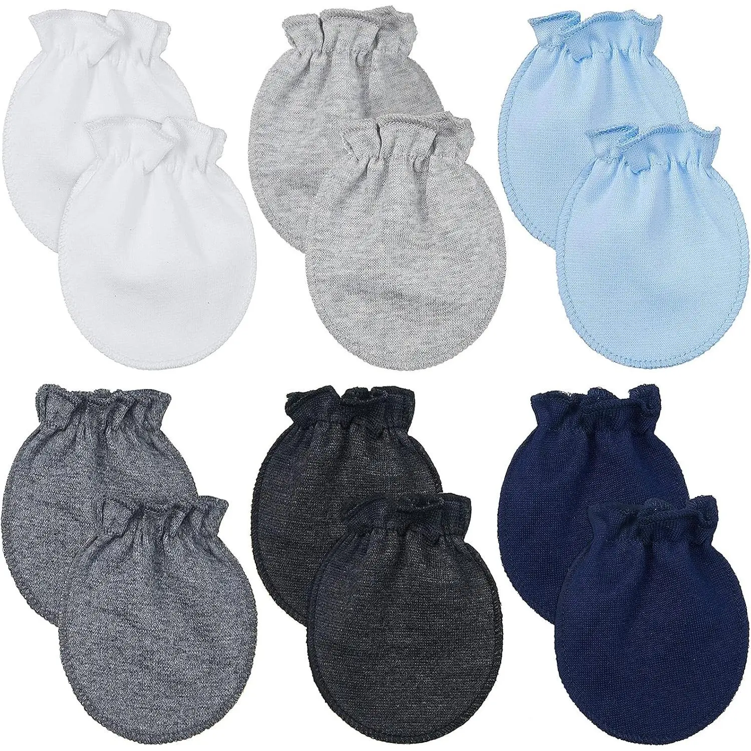 6 Pairs Newborn Baby Mittens Cotton No Scratch Infant Gloves Elastic Soft Mitten for Baby 0-6 Months Boys Girls