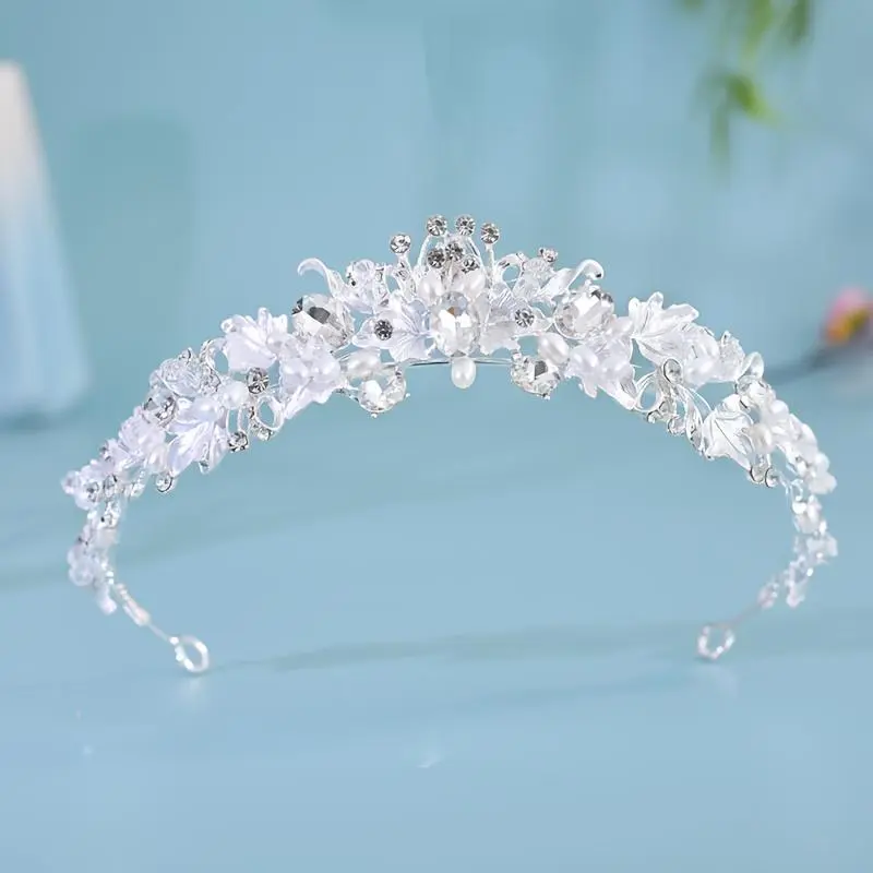 Forest Style French Rococo Court Style Crown Sweet Dreamy Romantic Lively Light Delicate Glossy Inlaid Pearl Rhinestone Hair Additions Hair Crown