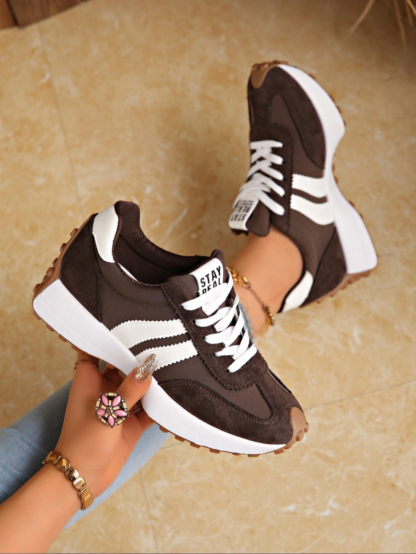 Women's Sporty Al-Gan Shoes, Spring & Fall Elegant Fashion Casual Round Toe Low Top Lace-Up Thick Sole Outdoor Running Shoes