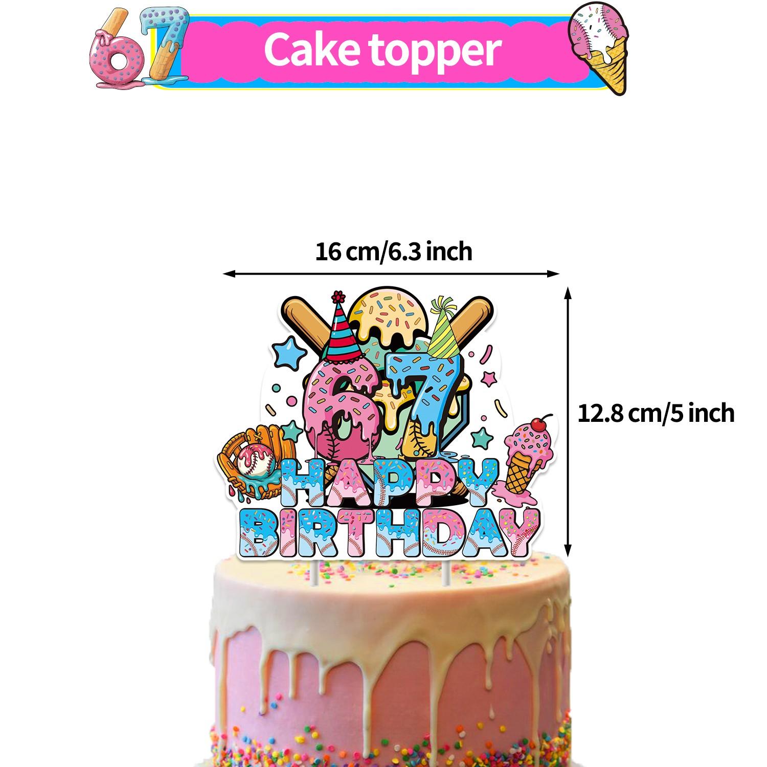 42-Piece Baseball Ice Cream Theme Birthday Party Decoration Set, Includes Banner, Cake Topper, Balloons, Backdrop, Invitation Cards
