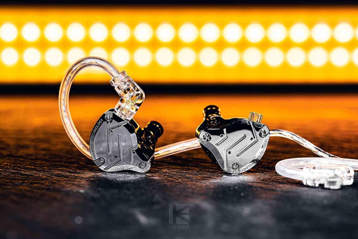 KZ ZS10 Pro Electronic Wired Earphones - 4BA+1DD Bass In-Ear Monitors, Steel Construction, Noise Isolation, 40000Hz Frequency, 3.5mm Audio Jack Plug-In, Matte Black Durable PC Accessories for Gamers, Tablet Compatible, Gaming Accessories