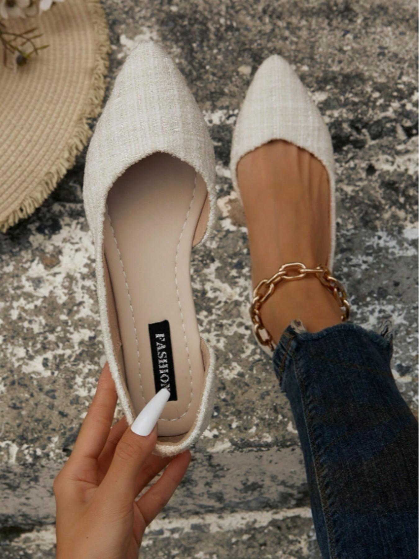Women's Solid Color Pointed Toe Flat Shoes, Casual Comfortable Breathable Slip on Shoes for Daily Wear, Lightweight Breathable Shoes for All Seasons, Girl, Casual Flats, Casual Summer Shoes