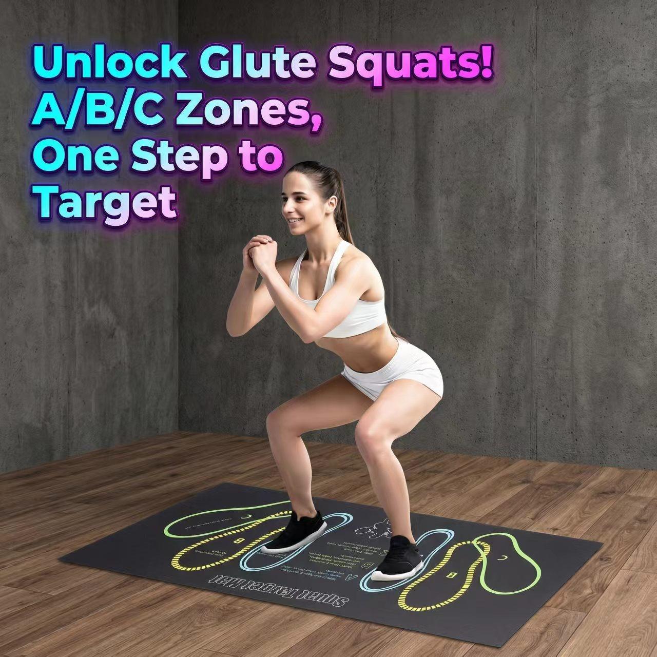 Squat Target Mat for Beginners, Non-slip Fitness Workout Mat with Foot Position Guide, Professional Deep Squat Auxiliary Practice Pad, Soundproof and Dirt-resistant Indoor Exercise Mat, Leg and Glute Training Equipment for Home Gym