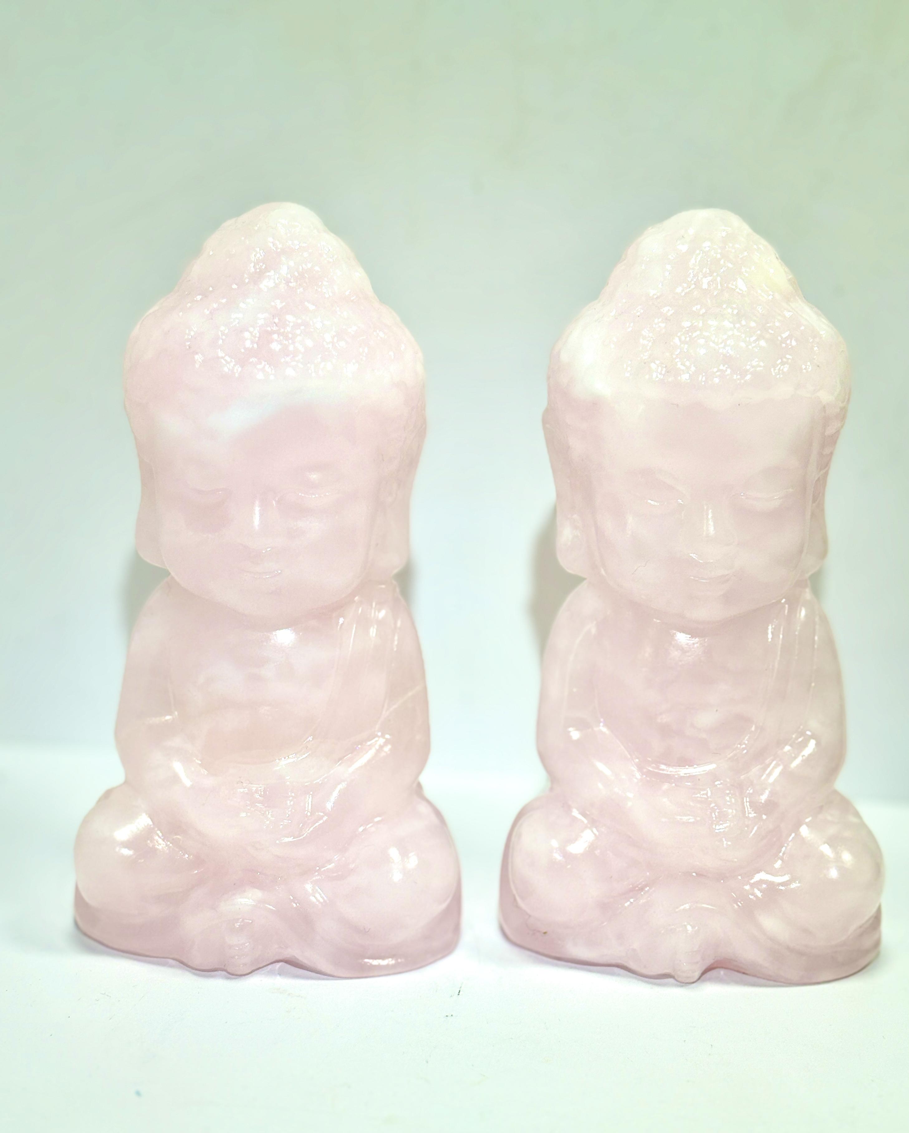 Nature Crystal Pink Calsite  Baby Buddha Crystal Statue for Home Decoration Zen Garden Spiritual Feng Shui Figurine