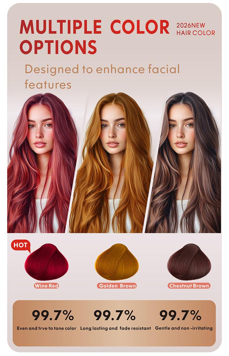 TOAE 2026 Upgraded 6-In-1 Herbal Hair Dye Shampoo, Plant-Based for Women & Men, Gray Hair Coverage & Long Lasting Color(6-8 Weeks), Nourish Scalp, 4 Shades(Wine Red, Chestnut Brown, Golden Brown, Black)