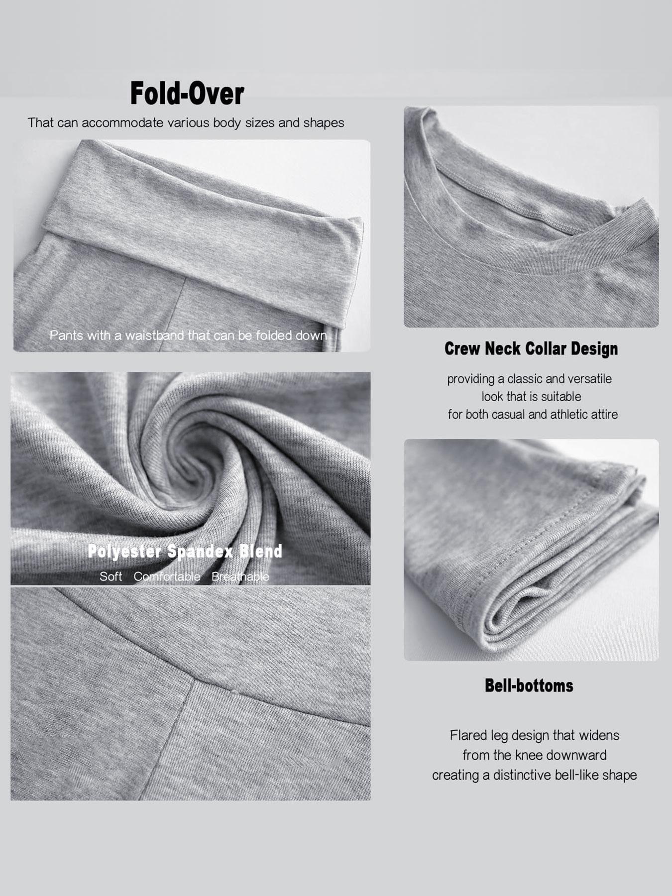 Women's Solid Color Short Sleeve Top & Flare Leg Pants Loungewear, Casual Comfy Two-piece Lounge Set, Ladies Loungewear for All Seasons, Pajama Set