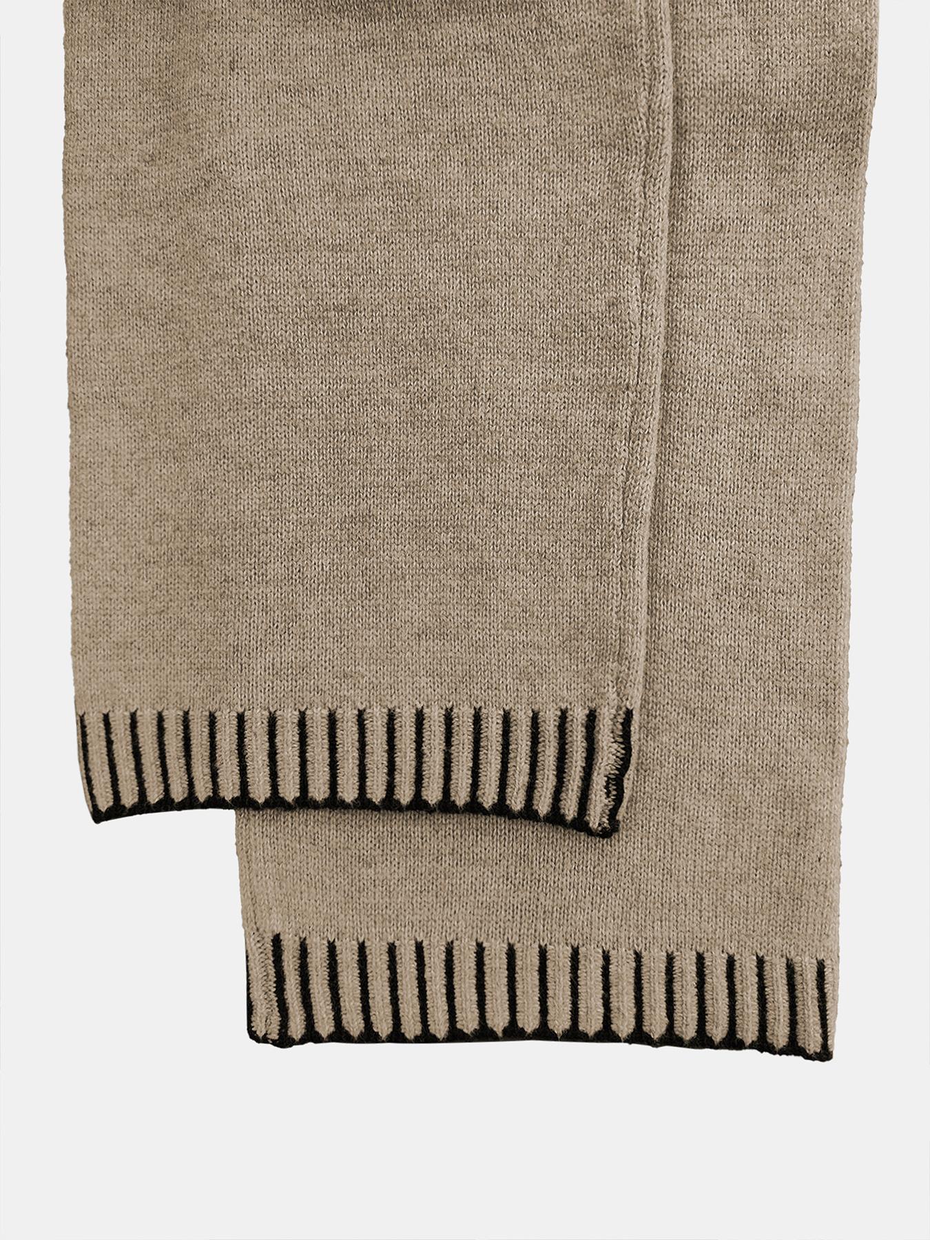 Women's V-Neck Colorblock Sweater Set, Casual Loose-Fit Crop Top & High-Waist Wide Leg Pants, Fall Winter Knitted Set, Womenswear