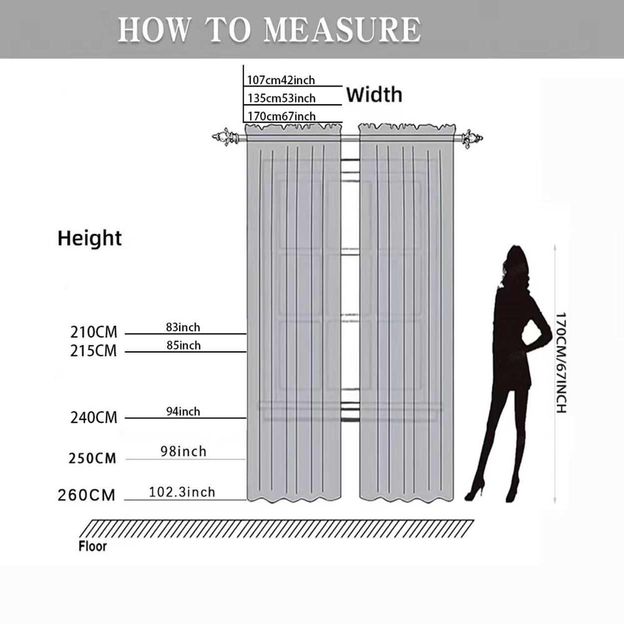 European Luxury Floral Semi-Transparent Curtain, Lightweight Breathable, Ideal for Living Room, Bedroom, Balcony, Kitchen, Office, Garden