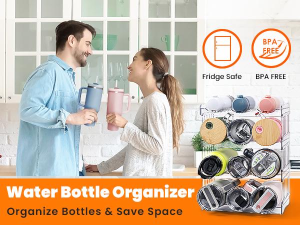 Water Bottle Organizer for Stanley 40oz Tumbler, Pantry Kitchen Organizers and Storage for Stanley Cup, Stackable Water Bottle Holder Racks