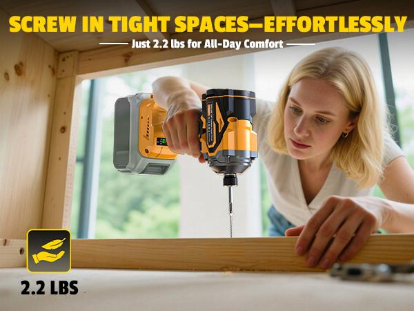 Cordless Impact Driver 1/4" Compatible with Dewalt 20V Battery(Bare Tool!!), 2800In-lbs Brushless Impact Drill, 4 Speed, 3900RPM Compact Driver Tool for Construction & Home