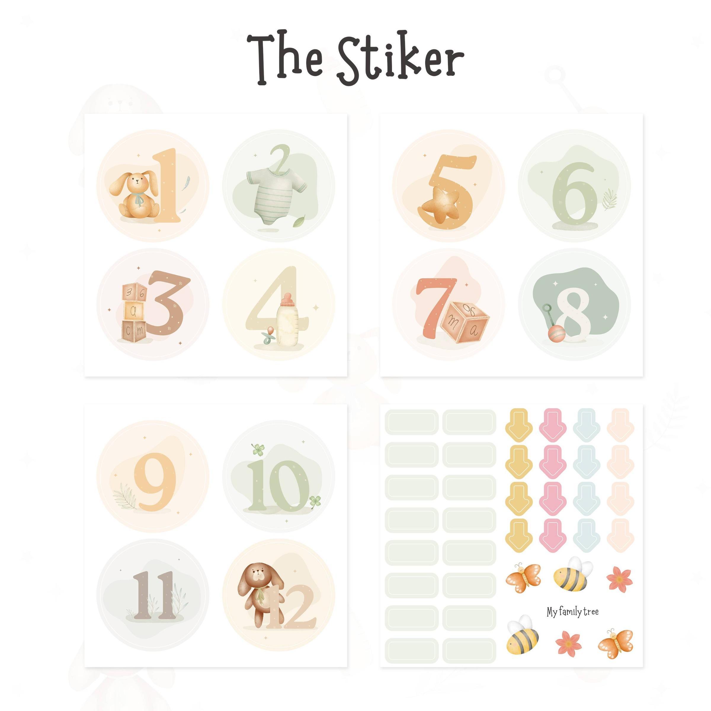 Baby Memory Book, Hello Baby Linen Cover Spiral-Bound Baby Notebook with 4 Special Paper Pockets and 12 Monthly Milestone Stickers, Pregnancy Memory Notebook #GLOBAL PICKS