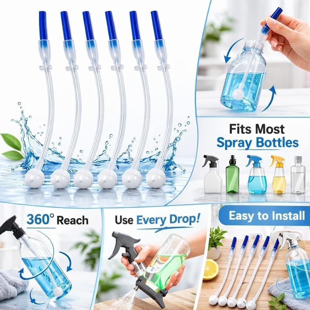 3 PCS Universal Fit 360° Spray Bottle Adapter, Includes Spray Bottle + Nozzle, Weighted Tube Replacement for Sprayers, Upside Down Multi-Angle Sprayer Attachment