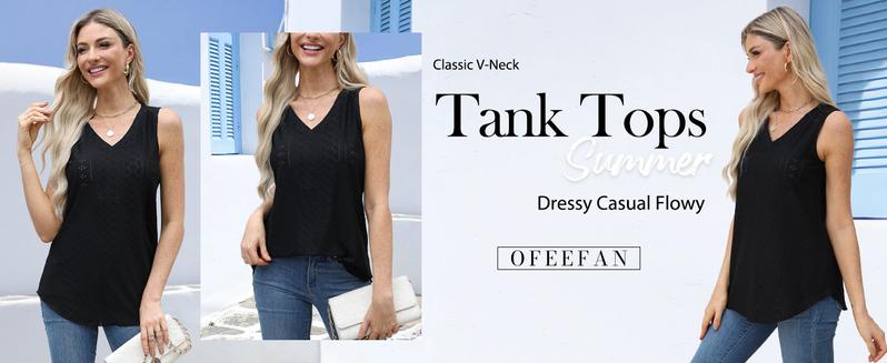 WIHOLL Womens Tank Tops Sleeveless Eyelet Embroidery Scoop Neck Loose Fit Casual Summer Flowy #Springtok Outdoorfun Floral