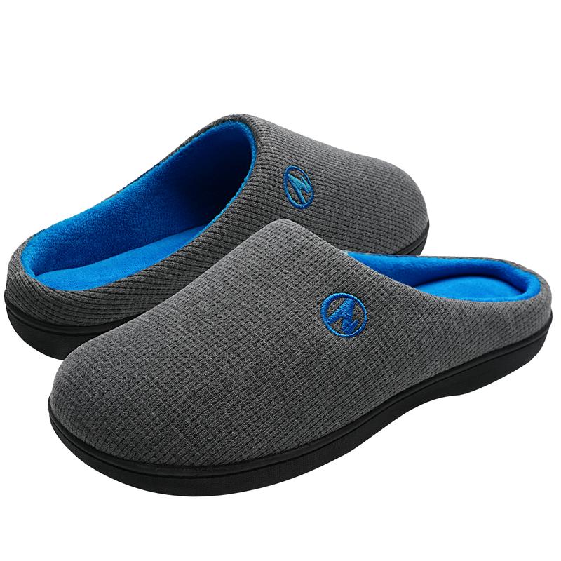 Unisex Gray & Blue Two-Tone Memory Foam Slippers with Durable Rubber Sole for Indoor & Outdoor Use Stylish Walking Footwear Comfortable House Slippers for Men & Women - Dance