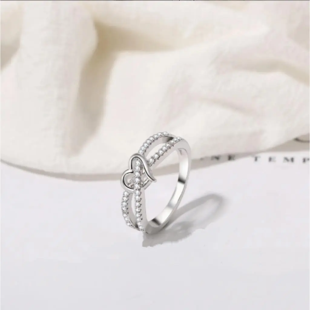 Infinity Heart Promise Ring: Women's Silver Tone Eternity Knot Heart-shaped Rings with Cubic Zirconia Engagement Wedding Jewelry for Valentine's Day Anniversary, Female summerwins,summerwins,summeroutfits,vacationoutfits,beachoutfits
