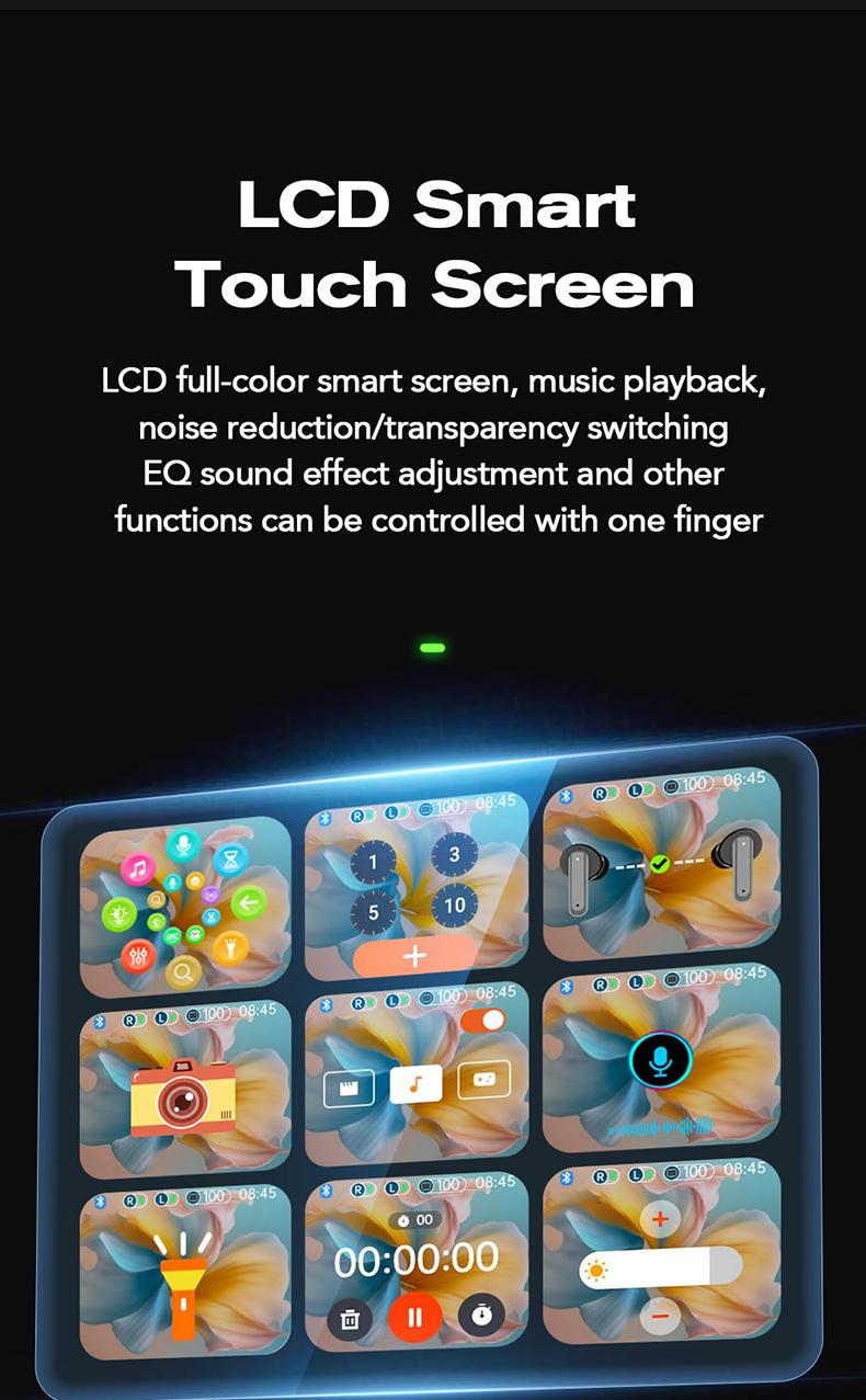 ERAZER XT82Pro OWS Wireless Earbuds Bluetooth 5.4 Earphones HIFI Sound Quality Wireless Headphones Light-Weight Headphones Full Color Display Touch Screen Gaming Headsets Built-in Microphone