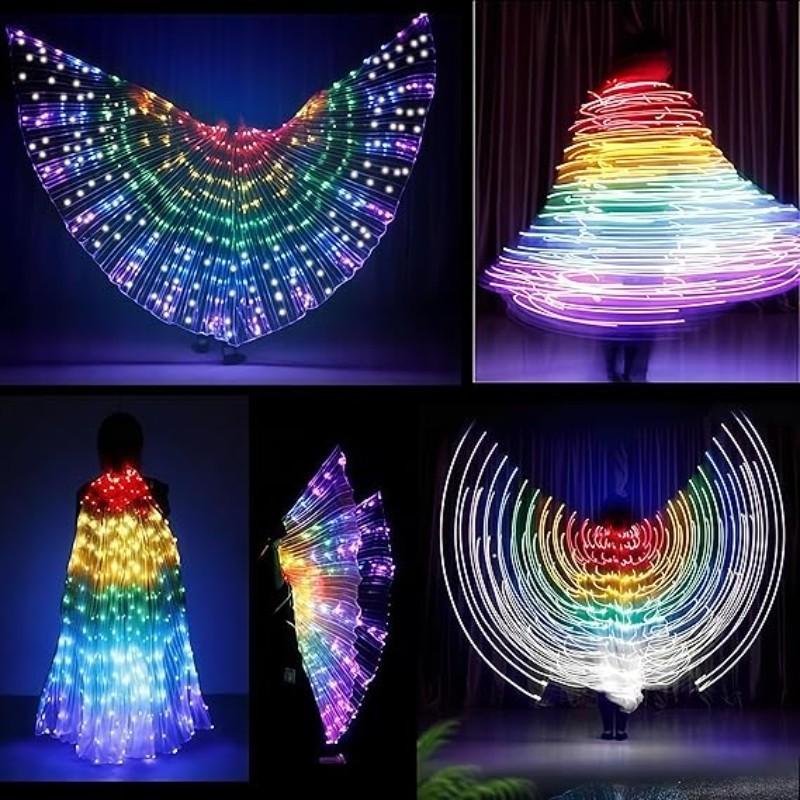 LED Glowing Butterfly Wings, 360° Stage Cape, Flashing Mode, Battery Powered, Perfect for Belly Dance, Carnival, Party Performances, Weddings, Night Shows