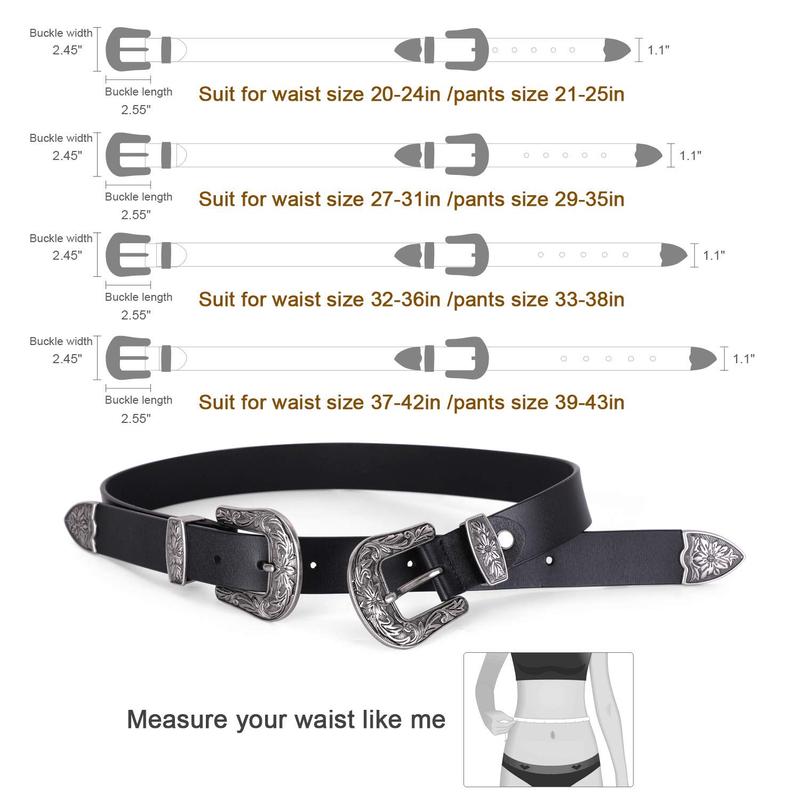JASGOOD Women Leather Belts Ladies Vintage Western Design Black Waist Belt for Pants Dresses Boho Leaf cowgirl  belt