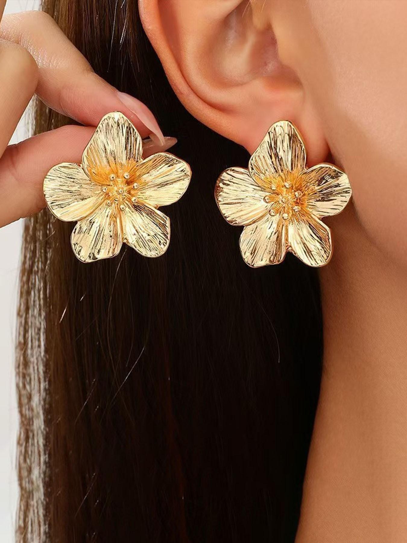 Luxury Floral Necklace Earrings Set, Unique Design Flower Jewelry Combo, Elegant Necklace and Earring Set for Women