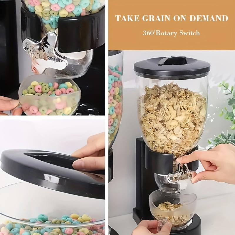 Dual-control dry food dispenser, leak-proof design, large capacity for storing grains, oats, rice, and nuts