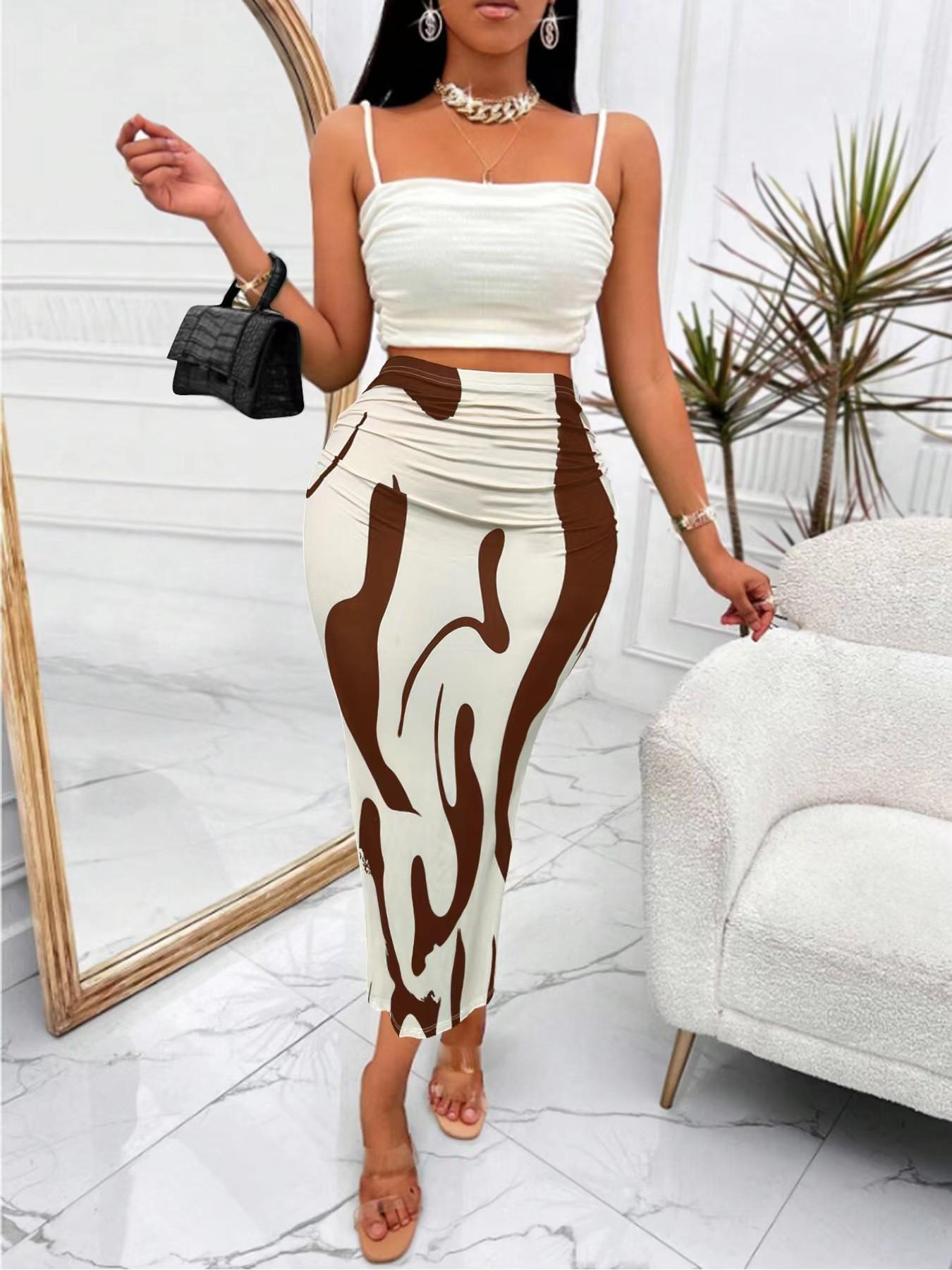 Zebra Stripe High Waist Mermaid Maxi Skirt, Slim-Fitting Sexy Long Skirt for All Seasons, Trendy Casual Wear with Multiple Color Options