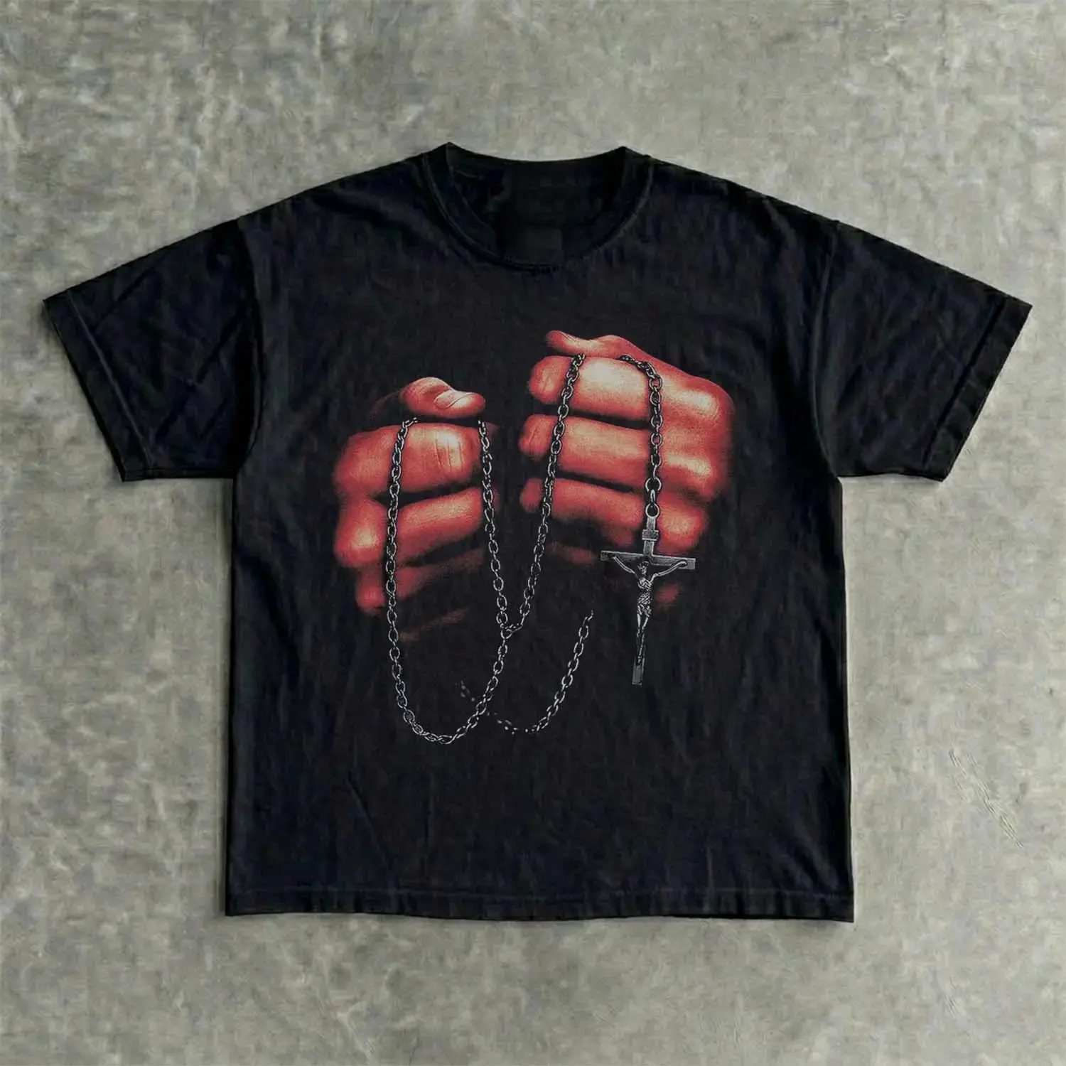 Jesus Cross Rosary T-Shirt |   Christian Graphic Tee |   Faith Based Shirt |   Religious Streetwear |   Unisex Vintage Tee,Men's,Regular,Fit Textured Knit Top,belle,princess,book tee,grade,,baby,dee,music,note,,shirts,mechanic,,training,,tshirt,,everyday,