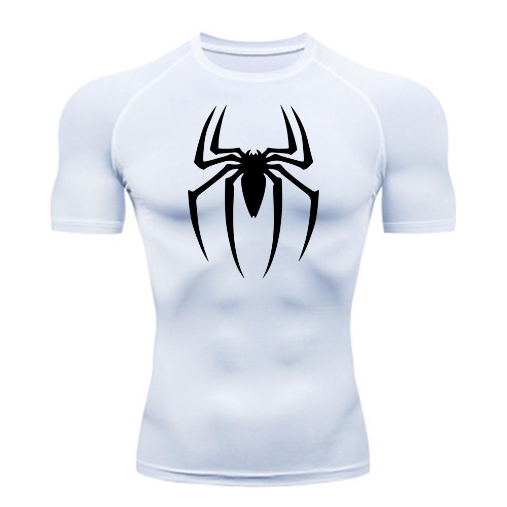 2025 Men's Spider Print Compression Shirt, Quick Dry T-Shirt, Gym Running Jersey, Breathable Short Sleeve, Spring, Summer, S-3XL