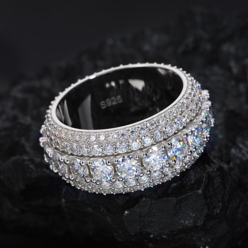 【R60 Live2 】UCCIYO Fine Jewelry VVS1 Synthetic Moissanite Rings For Men Hip Hop Pave Setting S925 Sterling Silver Rings Hip Hop Jewelry