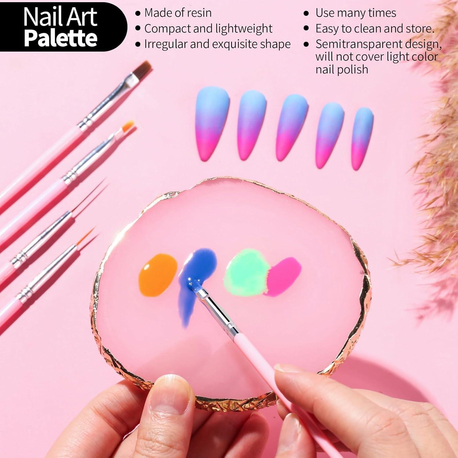 ✨ 21/24/30-Piece Professional Nail Art Tool Set, Including Nail Brushes / Dual-Ended Dotting Pens / Nail Holders / Double-Sided Tape / Tweezers / Cleaning Brushes / Palette / Nail File Combo Set, Suitable for Nail Salons and Home DIY