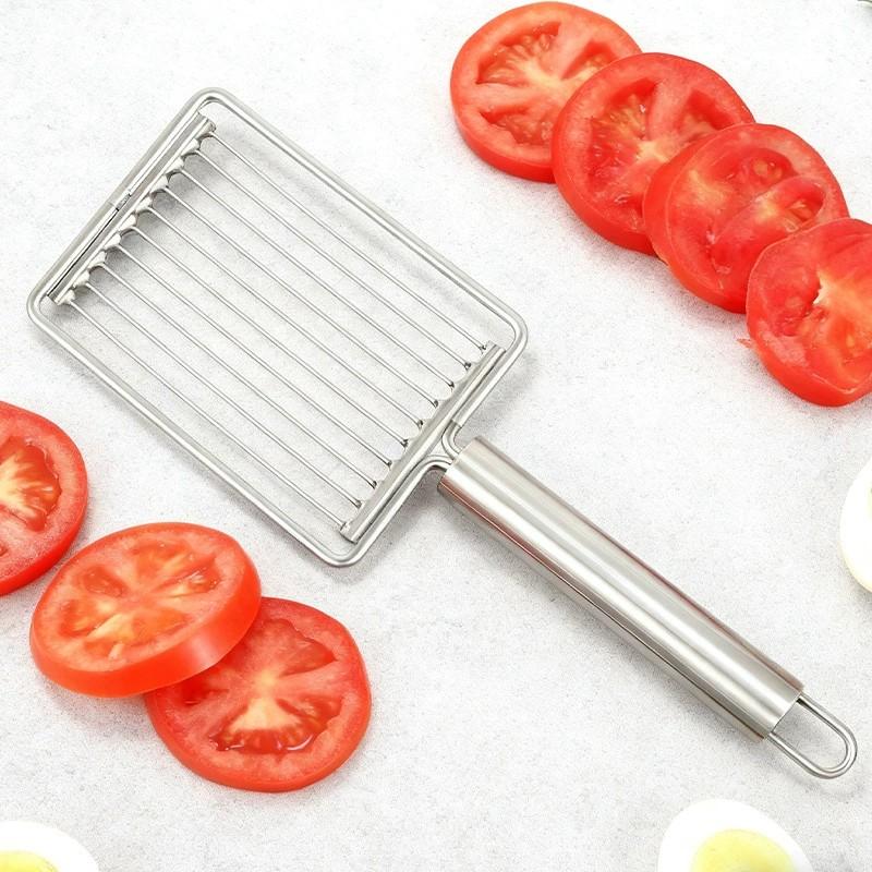Stainless Steel Tomato Slicer, Manual Vegetable & Fruit Cutter with Ergonomic Handle, Multifunctional Egg Slicer & Kitchen Gadget for Perfect Slicing & Dicing, Ideal for Salads, Sandwiches, Breakfast Prep, Durable Construction