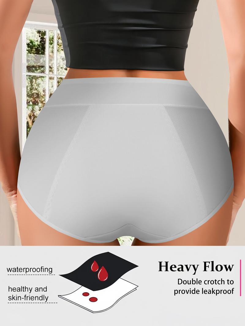 QUASTI 6 PCS Mid Waist Women'S Menstrual Pants, High Stretch Women Body Shaper Underwear, Solid Color Physiological Pants, Breathable Soft Stretchy Womenswear Briefs