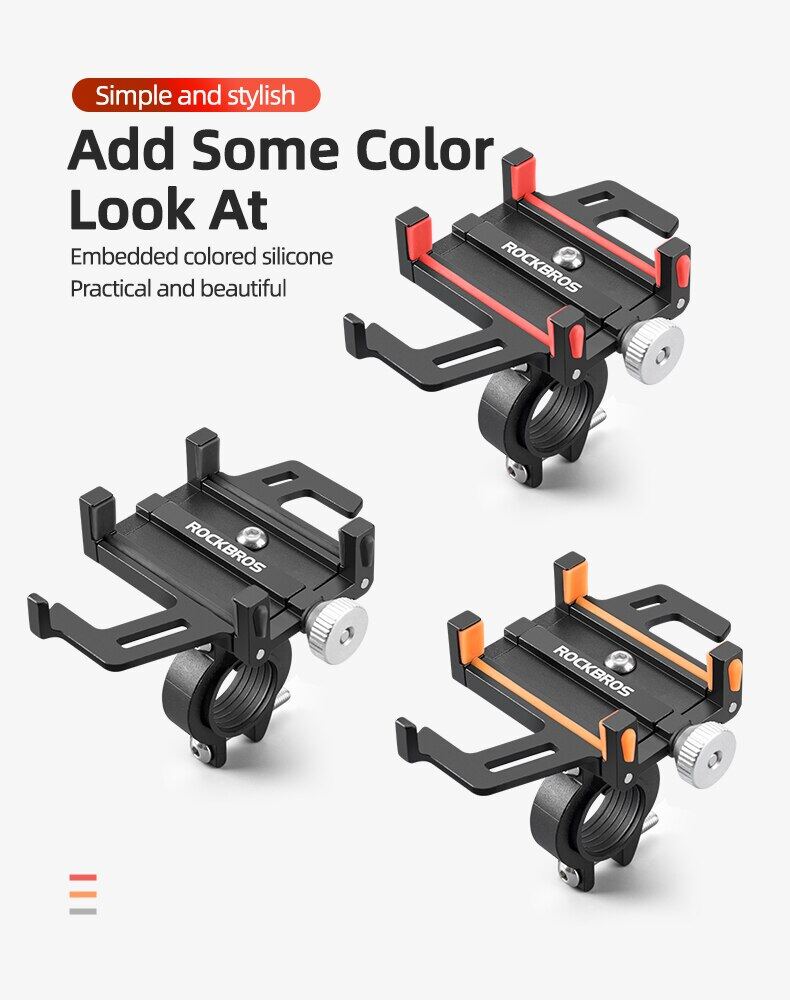 ROCKBROS Bike Phone Mount Holder Motorcycle & Bicycle Handlebar Cell Phone Holder 360° Rotatable Aluminum Phone Clip for iPhone 11 12 13 Pro Max Mini X XR Xs Plus Samsung S21 S20 S10