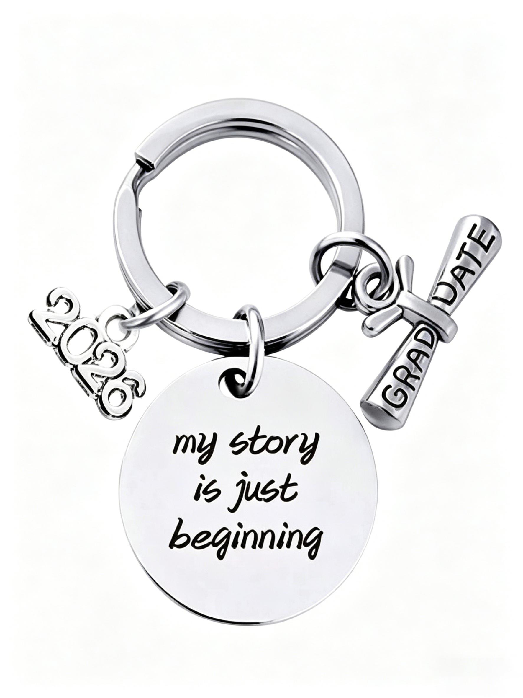 Graduation Gift Stainless Steel Keychain, Customizable Metal Keychain, Backpack Charm, Car Key Holder, Memorial Souvenir, Youth Memory Pendant