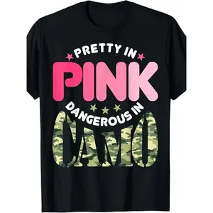 180gMen's Camo Hunting T-Shirt - Pink Camouflage & Camo Print, Breathable Athletic Fit Casual Tee S-3XL, Outdoor Training Top, Fitness Apparel for Year-Round Wear
