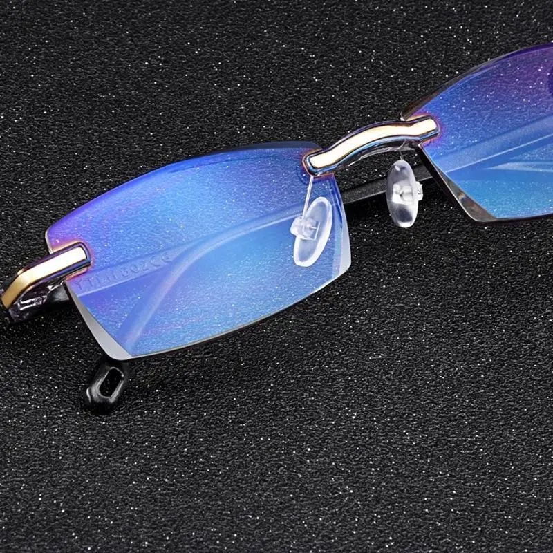 Classic Anti Blue Light Blocking Rimless Reading Glasses Women Men Square Frameless Presbyopic Glasses Diopters +1.0 1.5 2.5 4.0