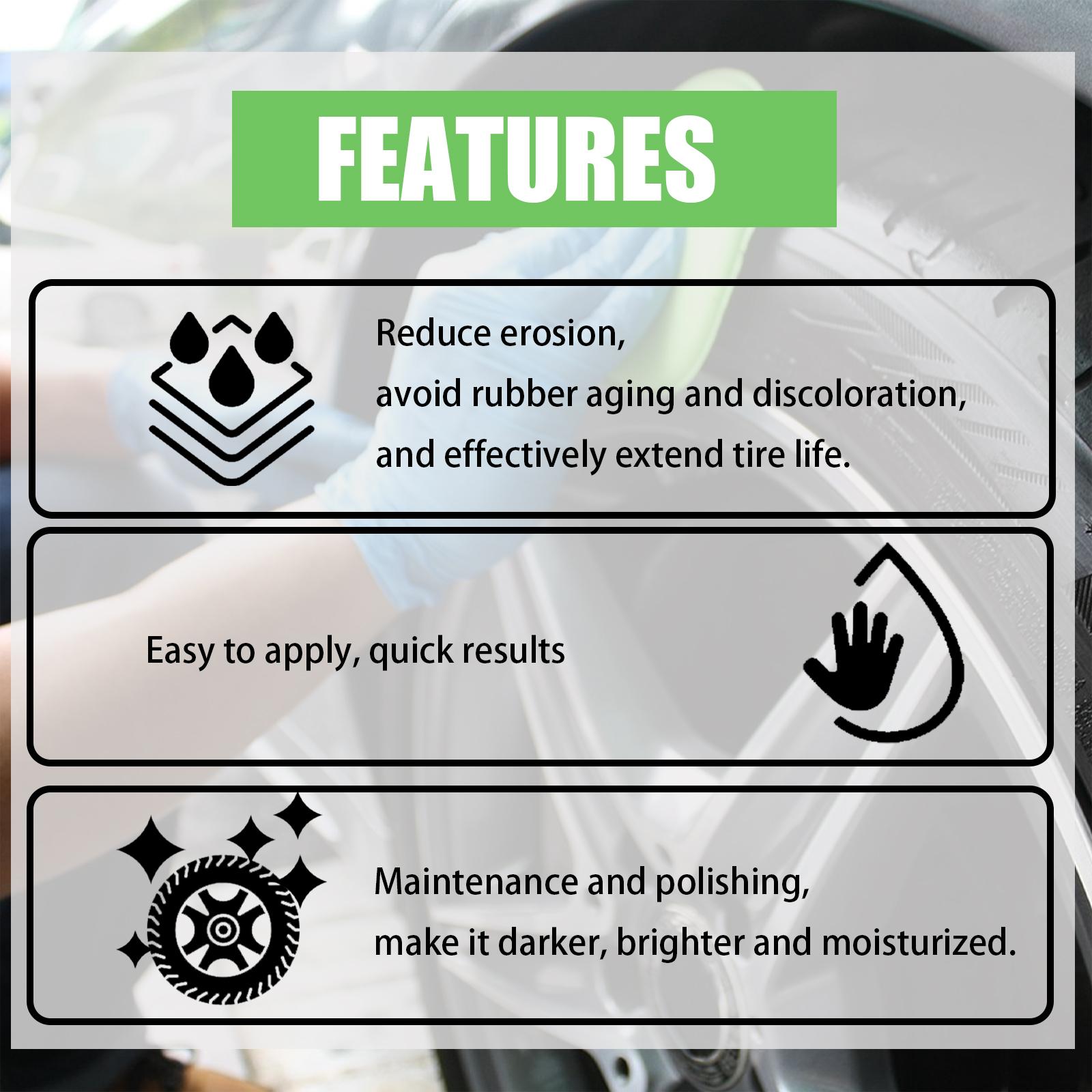EDTA-Based Car Tire Cleaner - Wipe-On Wheel Cleaning Solution, Decontaminates, Removes Stains, Prevents Aging, Restores Shine